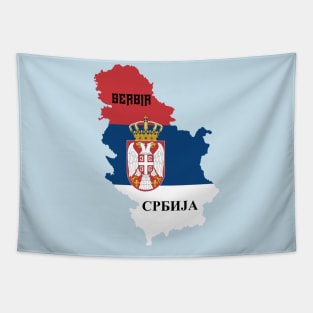 Serbia flag and map Tapestry