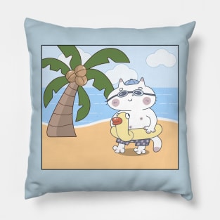 Cat Having A Vacation Pillow