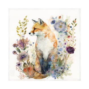 Fox, Watercolor Woodland Animals T-Shirt