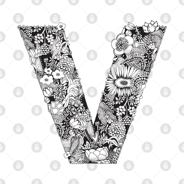 Floral Letter V by HayleyLaurenDesign