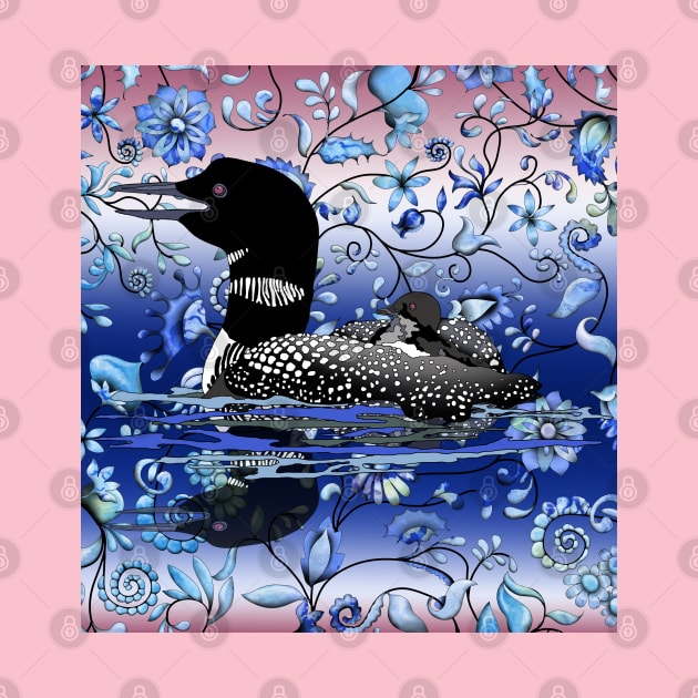 Loon in a sea of flowers by Zodiart