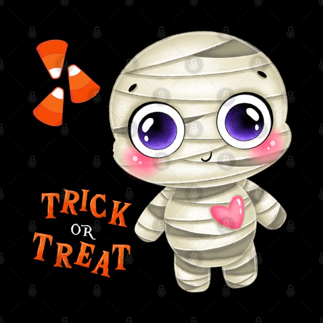 Trick or treat Funny cute mummy Halloween cute scary little ghost by BoogieCreates