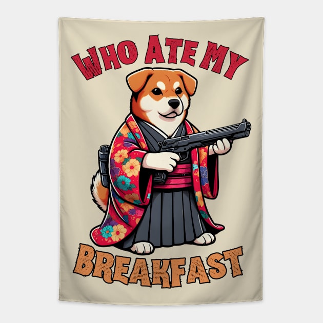 Shooting Shiba Inu Tapestry by Japanese Fever