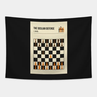 The Sicilian Defense Chess Opening Vintage Book Cover Poster Style Tapestry