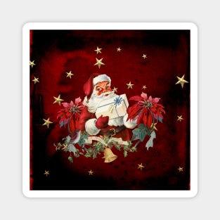 Santa Claus with gifts and christmas flower Magnet