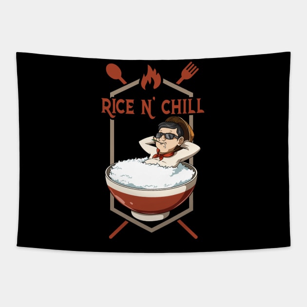 Rice Asian Food Funny Foodie Secret Chinese Korean Tapestry by melostore