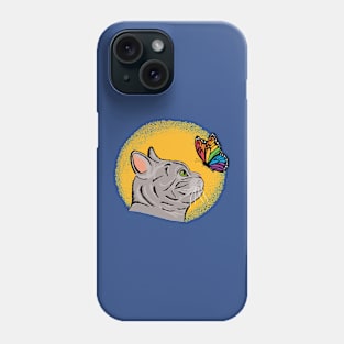 Cat with Rainbow Butterfly Phone Case