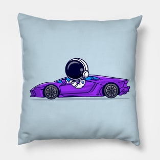 Cute Astronaut Driving Supercar Cartoon Pillow