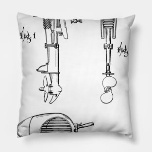 Outboard Motor for Boats Vintage Patent Hand Drawing Pillow