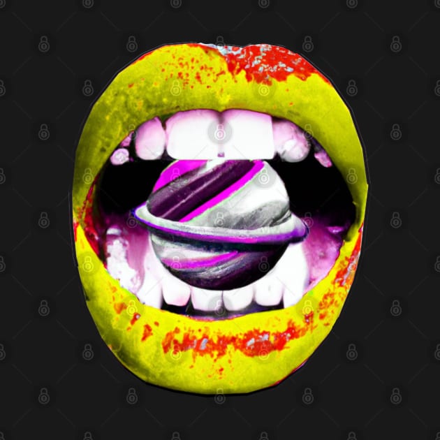 Intergalactic retro lips - Stay groovy baby by Trippy Critters