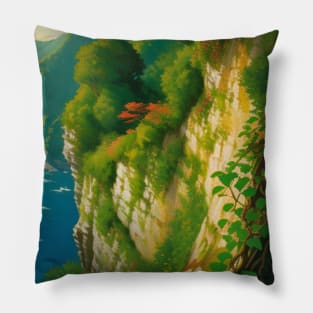 Lush Cliff - Cliffside View of the Sea of Swords Pillow