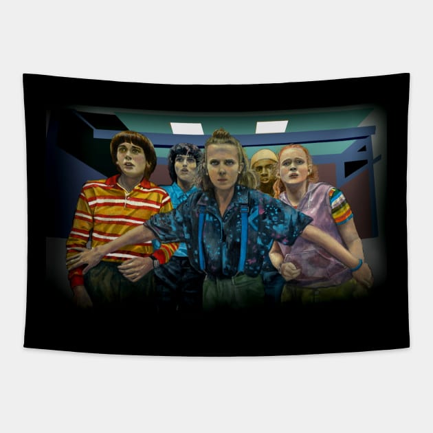 The Stranger Things Gang Tapestry by Riffic Studios