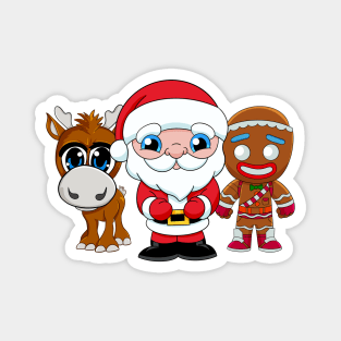 Christmas face mask, cute Santa Clause , Cartoon Gingerbread man, baby DeerChristmas cartoon characters, Cartoon Santa Clause, Magnet