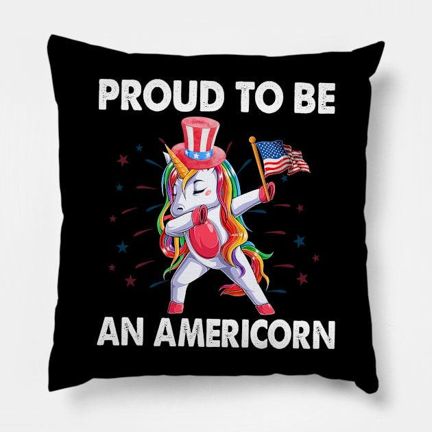 Proud To Be An Americorn 4th Of July Pillow by CoolTees