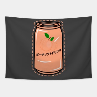 Kawaii Japanese Peach Soft Drink Kanji Aesthetic Streetwear Tapestry