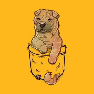 Pocket Cute Shar Pei Dog T-Shirt