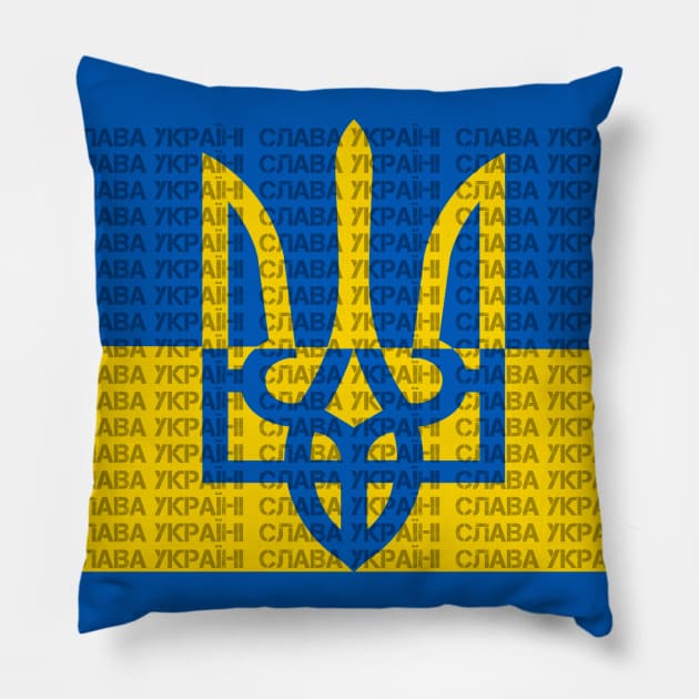 Ukraine Flag Trident-Slava Ukraini Pillow by Scar