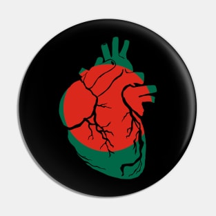 Bangladesh Flag, Anatomical Heart Design Pin