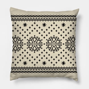 Snowflake Sweater Pattern - Black Pillow