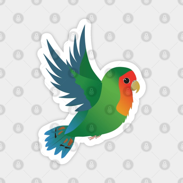 Flying green peach faced lovebird Magnet by Bwiselizzy