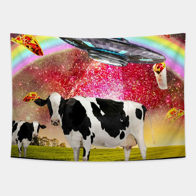 Cow UFO Abduction Tapestry by Random Galaxy