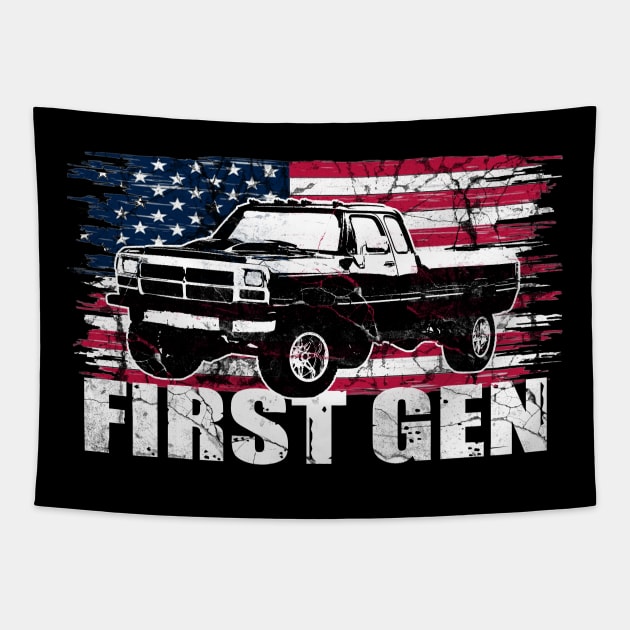 First Gen cummins Dodge ram truck Squarebody First generation Truck Classic American 1st gen Pickup Tapestry by JayD World