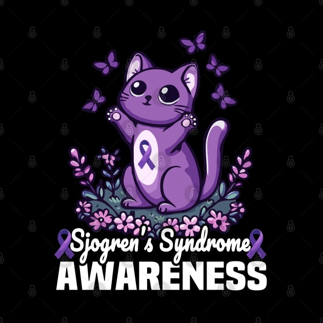 Sjogren's Syndrome Awareness Cat And Butterflies by MoDesigns22 