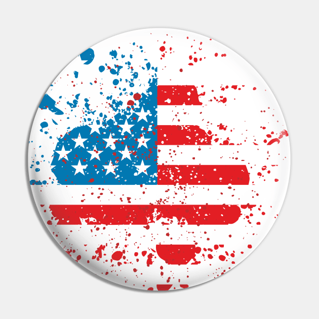 Grunge American flag Pin by Jamie Lee Art