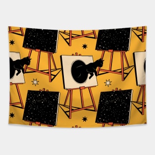 Inspired Black Cat Pattern in yellow Tapestry