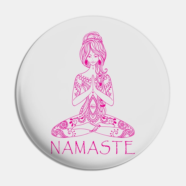 "Namaste", Lola the Yogini Pin by infiniteahimsa