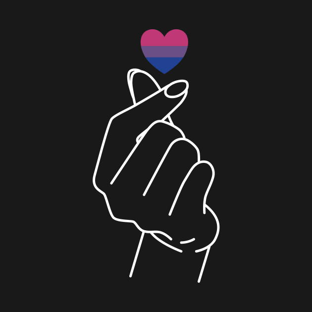 Bisexual Pride Flag Korean Love Sign by superdupertees