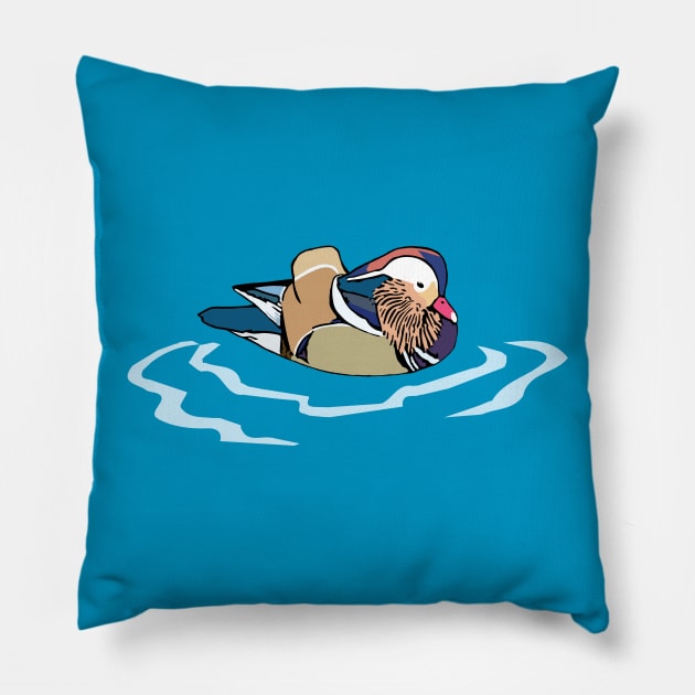 Mandarin duck Central Park Pillow by sketchpets