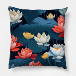 Serenity Blooms: Timeless Lotus Flower Pattern Pillow