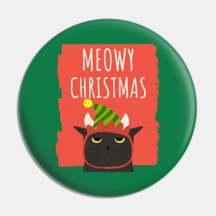 Funny Cat Merry Christmas Holiday Pin