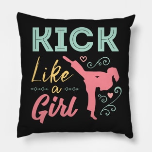 Kick Like A Warrior Girl Karate Taekwondo Pillow