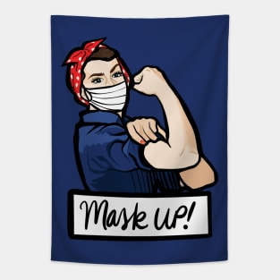 Mask up Rosie the Riveter Tapestry