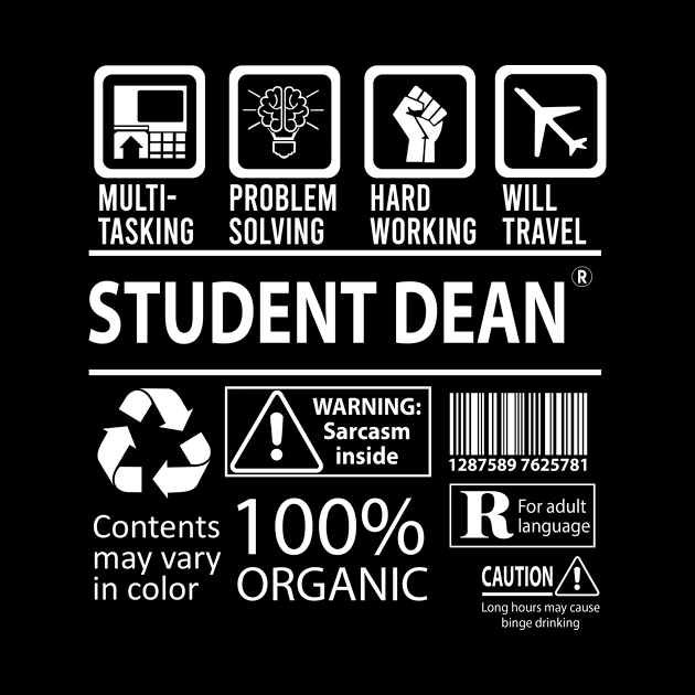 Student Dean T Shirt - MultiTasking Certified Job Gift Item Tee by Aquastal