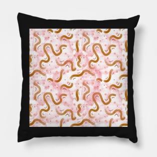 Pink Brown Line Pattern Boho Hipster Pillow