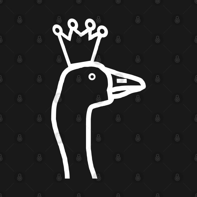 Minimal White Line Goose Wearing Stolen Crown Portrait by ellenhenryart