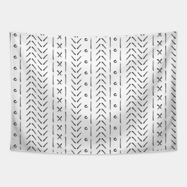 White and gray boho pattern Tapestry by sziszigraphics