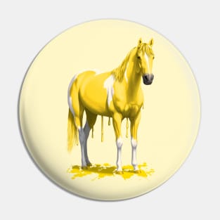 Funny Bright Yellow Dripping Wet Pinto Paint Horse Pin