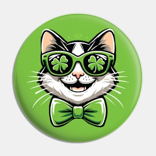 St Patrick's Day Irish Cool Cat Pin