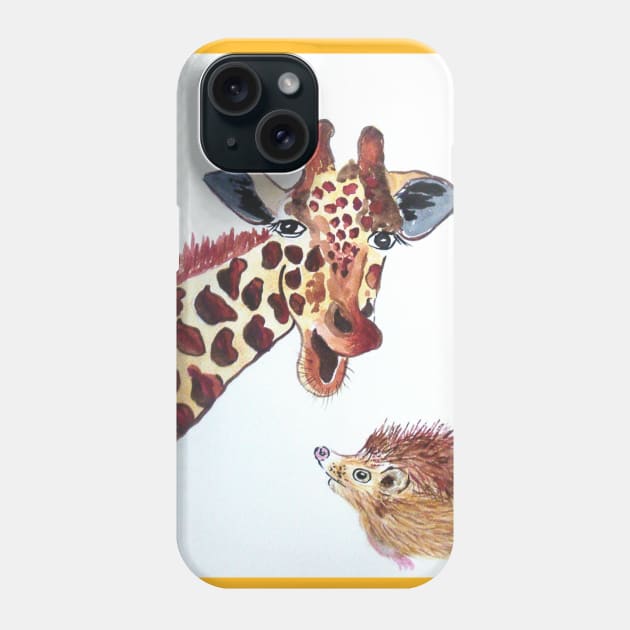 Giraffe and a Hedgehog Phone Case by Casimirasquirkyart