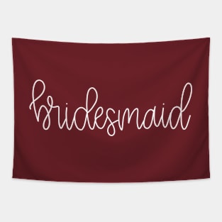 Bridesmaid Gift - White Line Lettering on Burgundy/Maroon Tapestry