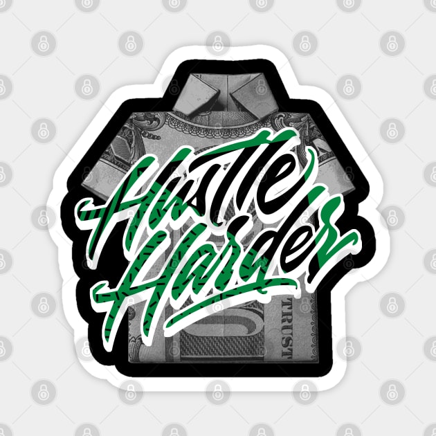 Hustle Harder Lucky Green Retro Magnet by funandgames