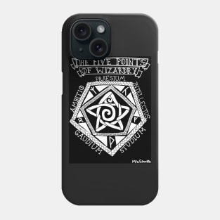 Five Points of Wizardry (black and white) Phone Case