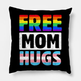 Free Mom Hugs Groovy Rainbow Heart Lgbt Flag Pride Month Pillow