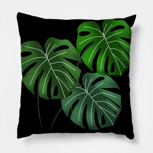 Monstera leaves - black Pillow