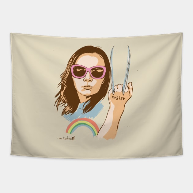 X-23 Resist!!! Tapestry by dosbandidosart