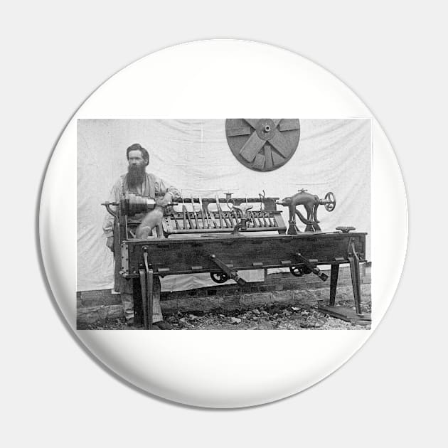 Woodturner Woodturning Lathe Funny Pin by Vintage Photos